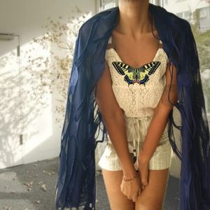 Luxury Blue Scarf Cardigan and Turban or Headband